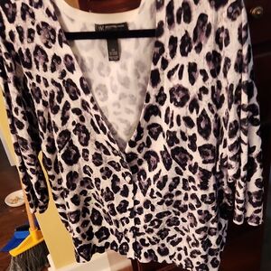 INC International Concepts Black and White Patterned Cardigan